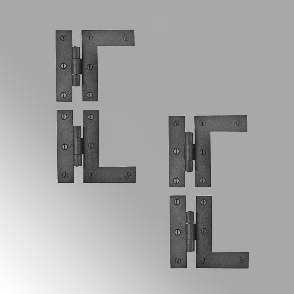 Wrought Iron Cabinet Hinges - Black - Left and Right - Colonial Style Pack of 2