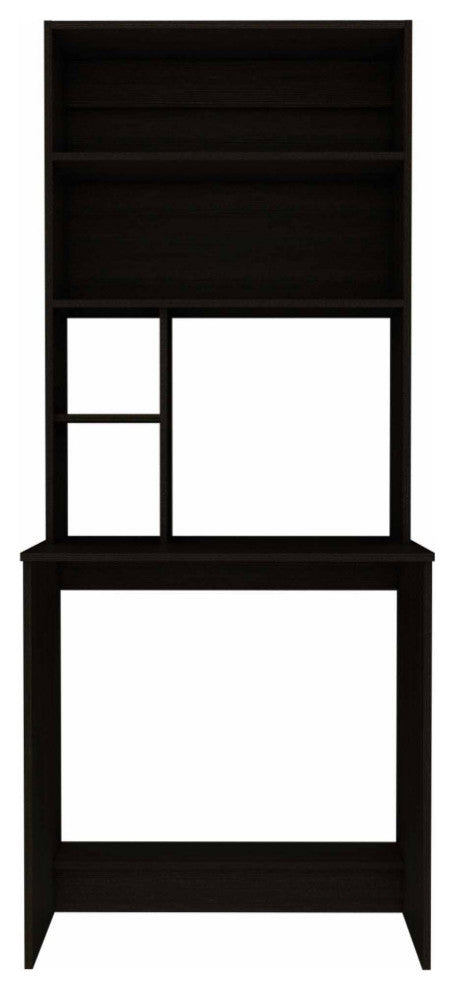 Sawgrass Computer Desk With Hutch, With 4 Shelves, Black Wengue