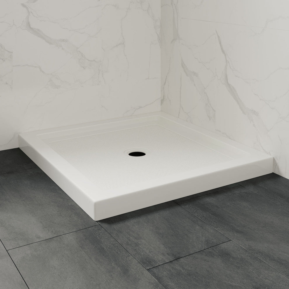 Ove Decors Erika Shower Base Rectangle, White, 38"x36", Center Drain