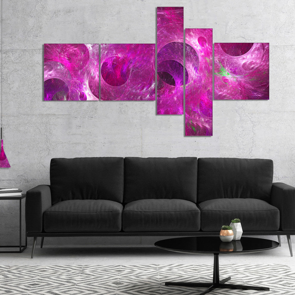 Dark Pink Fractal Glass Texture, Abstract Canvas Art Print, 60"x32", 5 panels