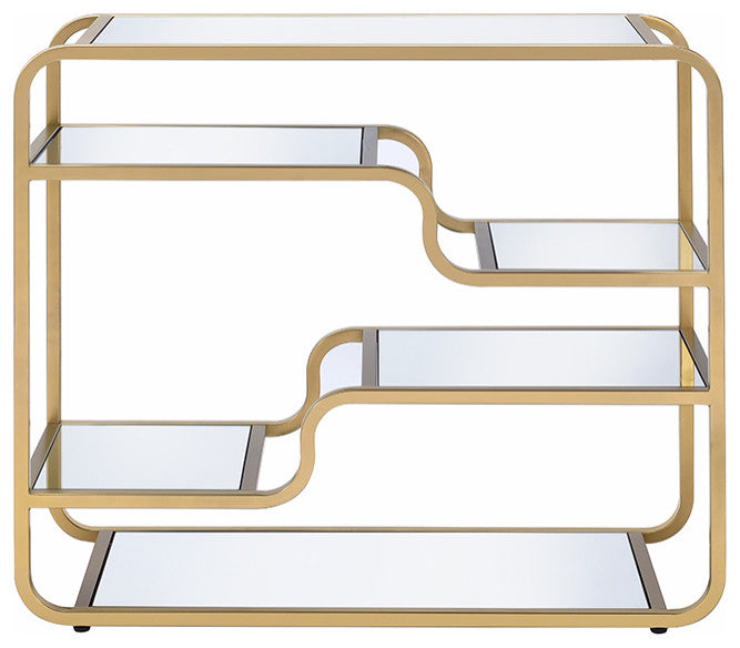 HomeRoots Modern yet Retro Gold And Glass Bar Table