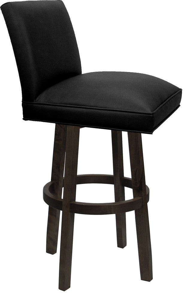 Swivel Wood Counter, Bar or Extra Tall Stool - Sommerville on Vivian Base, Black Vinyl - Dark Walnut, 26"