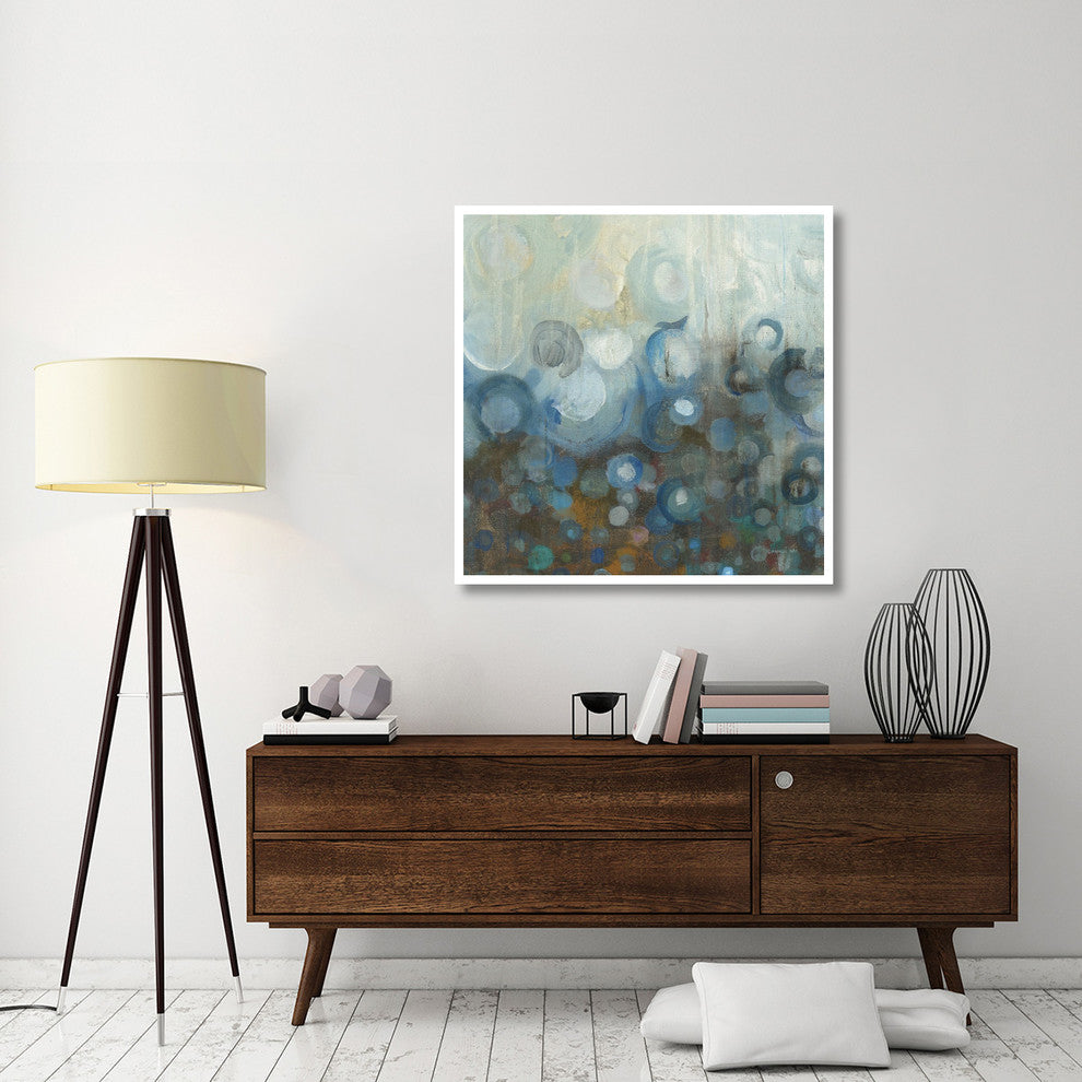 "Blue and Bronze Dots VII" Digital Paper Print by Danhui Nai, 42"x42"
