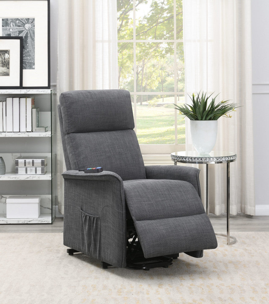 Coaster Herrera Fabric Power Lift Recliner with Wired Remote in Charcoal