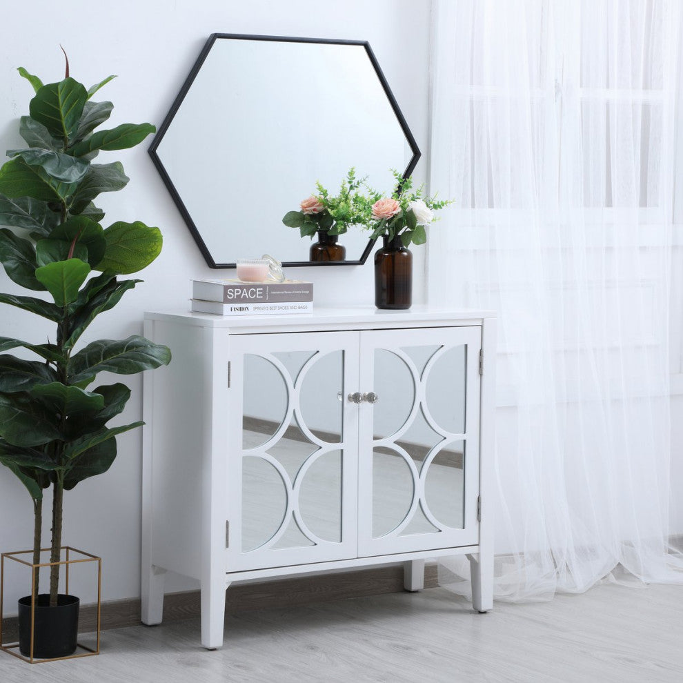 Elegant Decker Metal Frame Hexagon Mirror 24" MR4424BK - Black