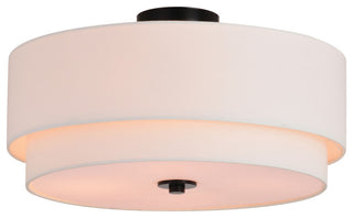Burnaby Mid-Century Drum Semi Flush Ceiling Light, Black, 20.5-in. W X 10.75-in. H X 20.5-in. D