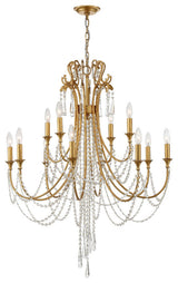 Crystorama ARC-1909-GA-CL-MWP, 12-Light Chandelier, Antique Gold