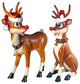 Set of 2 Large Red Nosed Reindeer Statues Nr