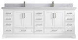 Fenway 84 Double Sink Bath Vanity in White 2" Calacatta Nuvo