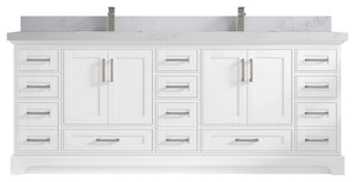 Fenway 84 Double Sink Bath Vanity in White 2" Calacatta Nuvo