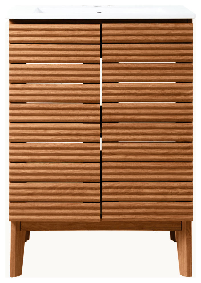 24" Modern Farmhouse 2-Shelf Bath Vanity Cabinet Only (Sink Basin not Included)