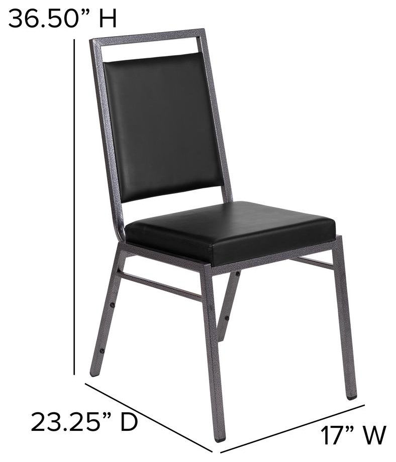 HERCULES Series Square Back Stacking Banquet Chair in Black Vinyl with...