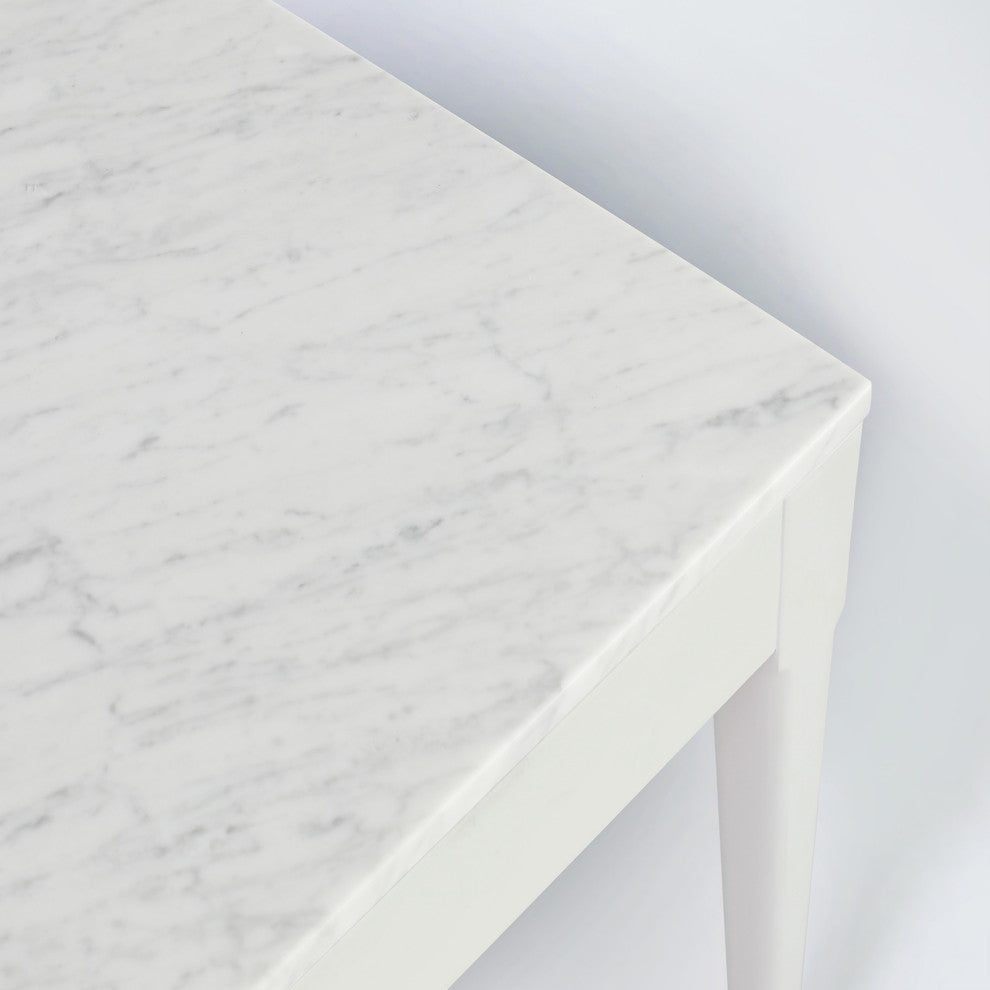 Meno 36" Rectangular Italian Carrara White Marble Console Table, White