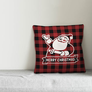 Plaid Retro Santa 16"x16" Throw Pillow