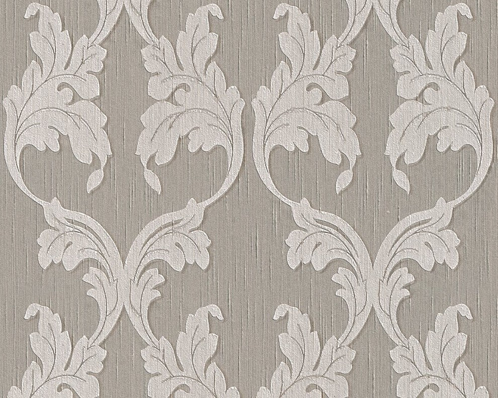 Tessuto, Baroque Fabric Gray Wallpaper Sample, Wall Decor Accent