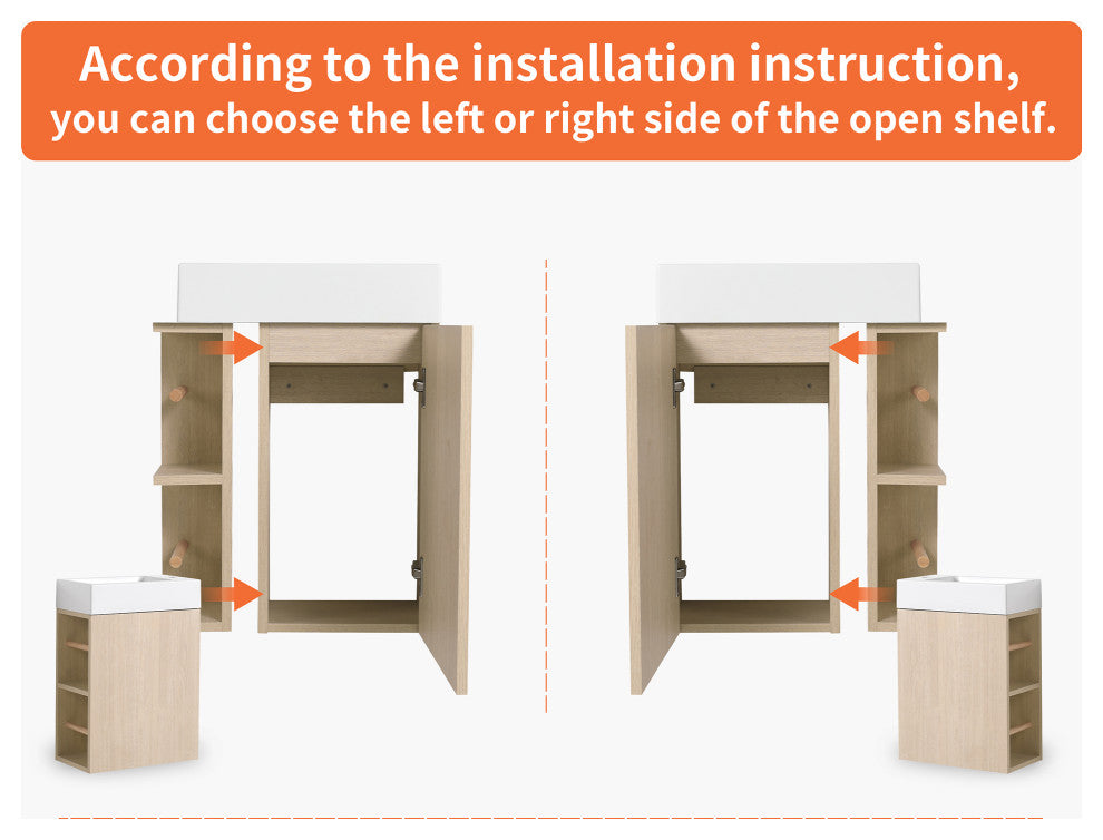 16 Inch Plywood Wall-Mounted Bathroom Vanity Set with  Gel Sink