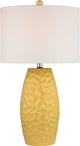 Sunshine Yellow Ceramic Table Lamp With White Linen Shade