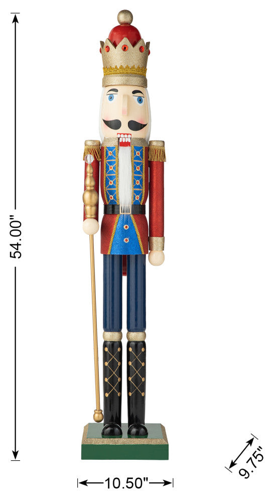 54"H Wooden Christmas Glitter King Nutcracker