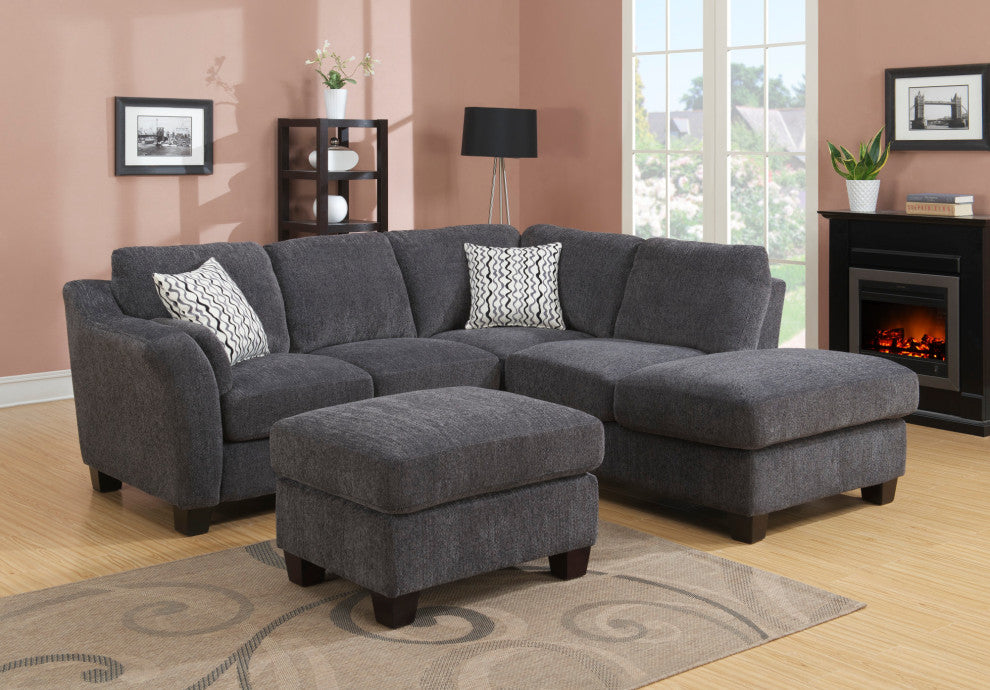 Rachel Ottoman, Charcoal Gray