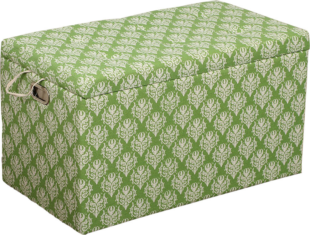 Cloth Storage Ottoman and Stool 3 Ottomans, 2 Stools Victorian Green and White