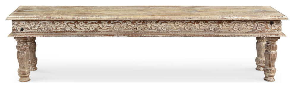 Driftwood Carved Bench