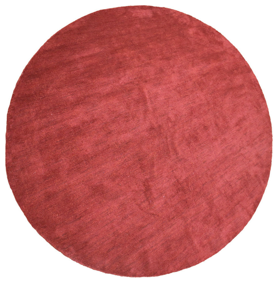 Hand Knotted Loom Silk Mix Area Rug Solid Light Red