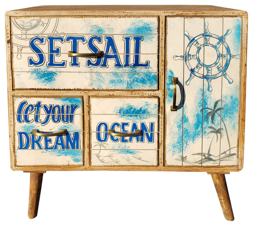 Seaside Mango Wood Chest With 3 Drawers
