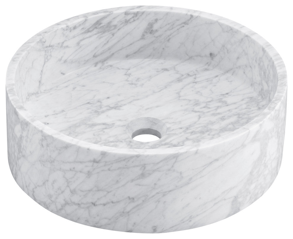 Monaco 17" Round Vessel Bathroom Sink, Marbled Gray