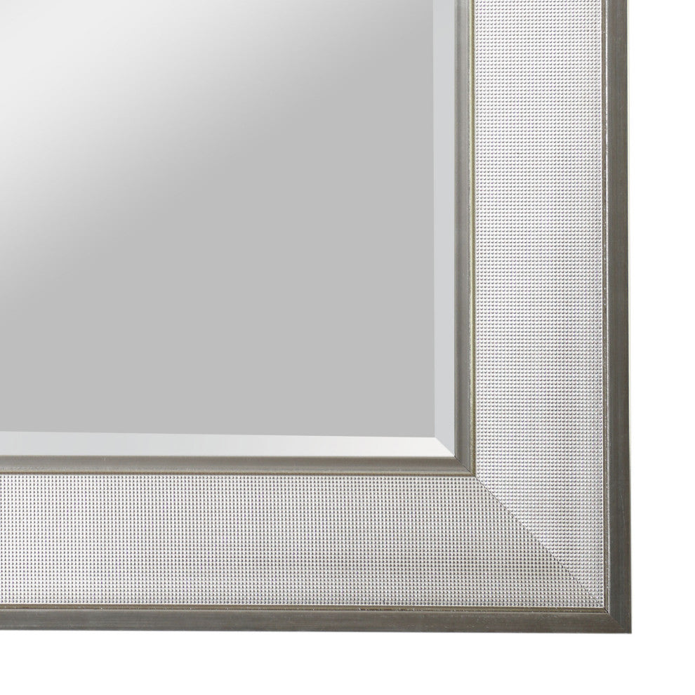 Brushed Nickel Pave Textured Frame Beveled Edge Accent Mirror - 24 x 36