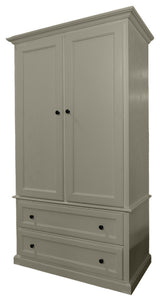 Modern Oak Extra Wide Wooden Wardrobe, Soft White