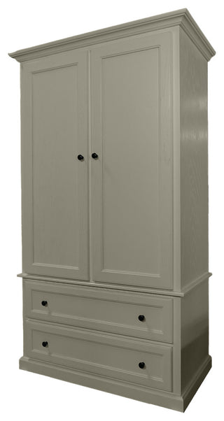 Modern Oak Extra Wide Wooden Wardrobe, Soft White