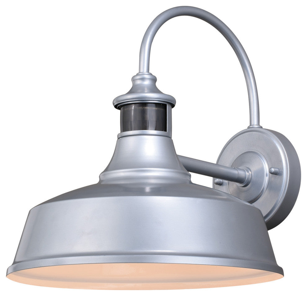 Dorado Outdoor Wall Light, Satin Silver/White, 12"wx12.25"hx13.5"d