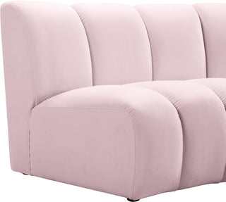 Infinity Channel Tufted Velvet Modular Chair, Pink, 5 Piece