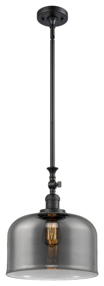 X-Large Bell 1-Light Mini Pendant, Matte Black, Plated Smoke