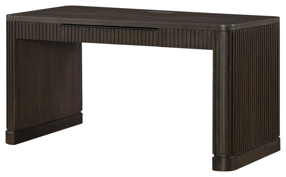 Contemporary Writing Desk, Wood Office Desk, Brown