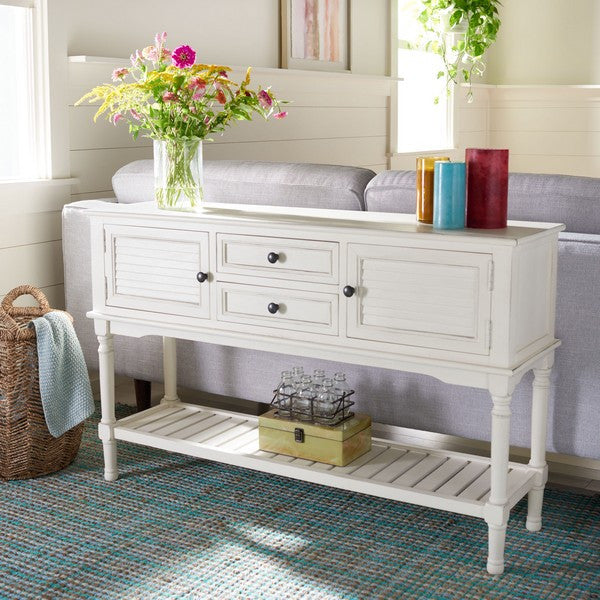 Safavieh Tate 2 Drawer 2 Door Console Table, Distressed/White