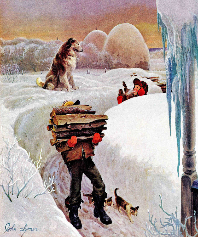 "Gathering Wood" Painting Print on Canvas by John Clymer