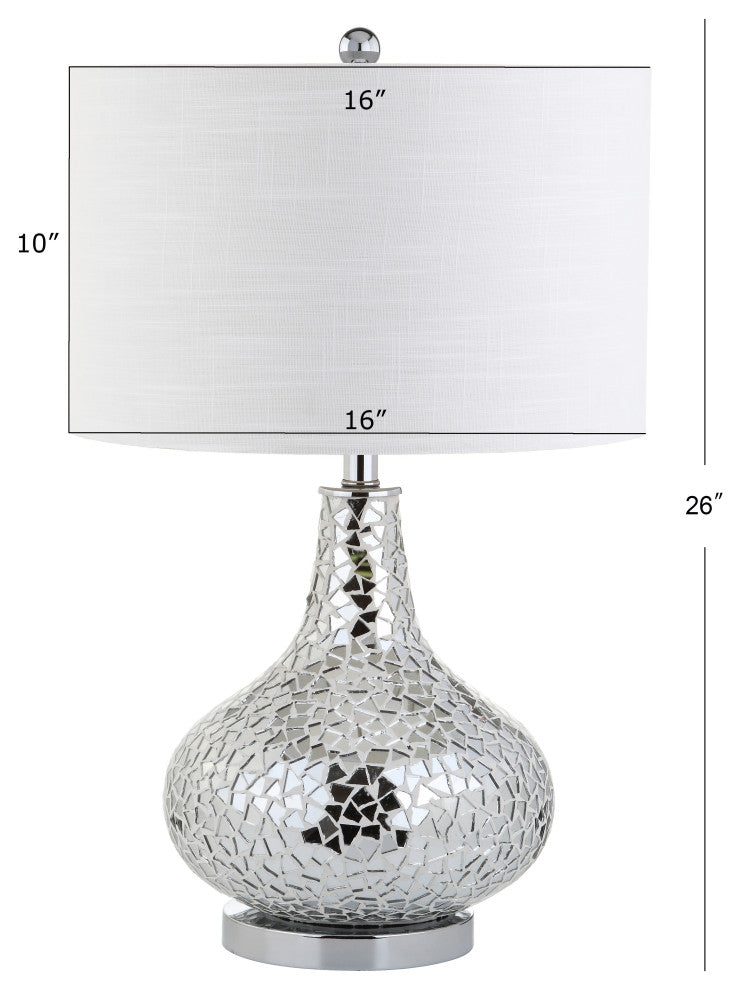 Emilia 26" Mirrored Mosaic Table Lamp, Silver