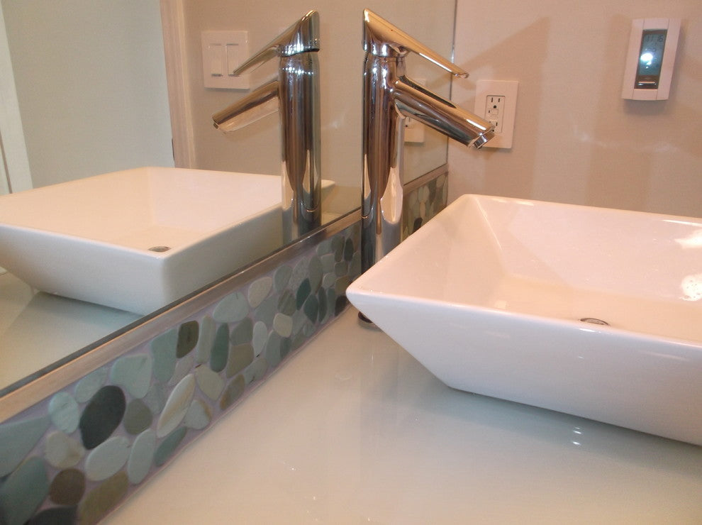 Hand-Selected Java Tan & White Pebble Tile - Natural Stone, 12x12 Sheet