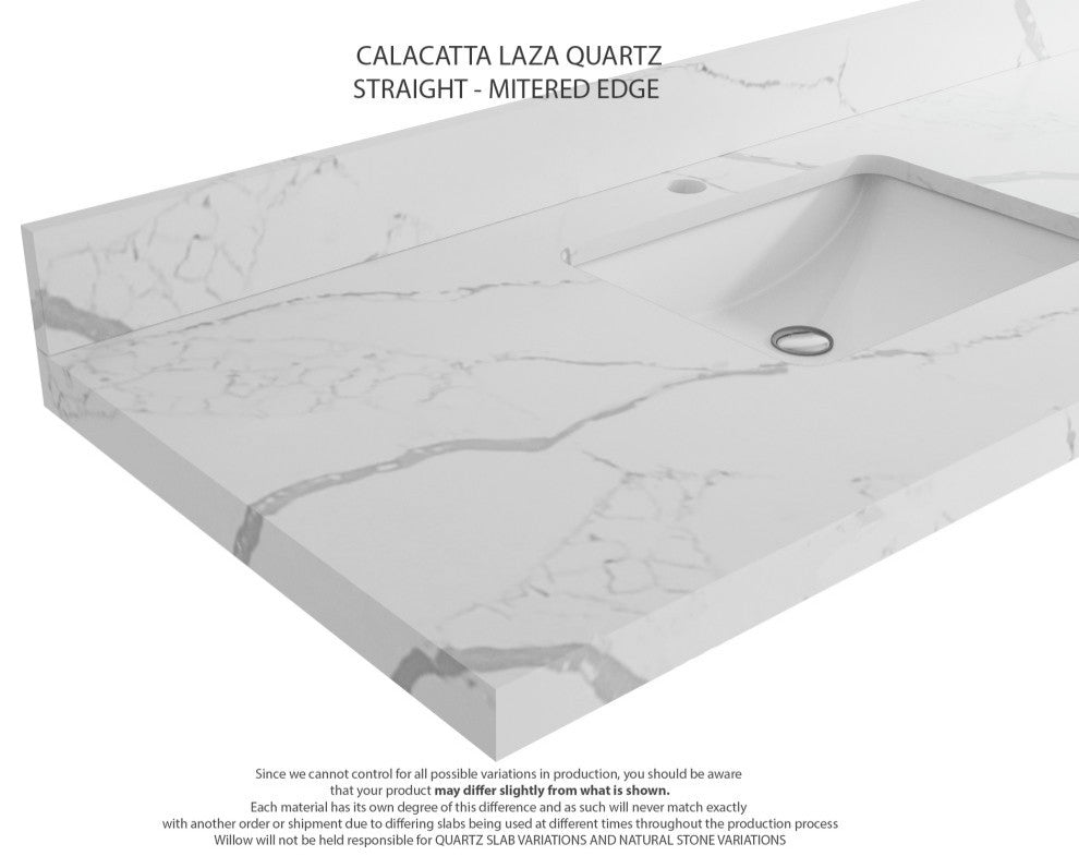 Aberdeen 36 Right Offset Bath Vanity in Dark Forest Green 2" Calacatta Laza