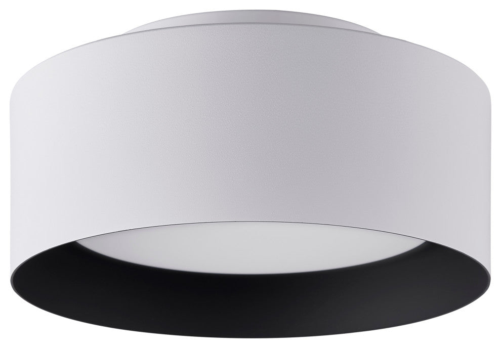Lynch 10 in. 1-Light White and Black Flush Mount Ceiling Fixture