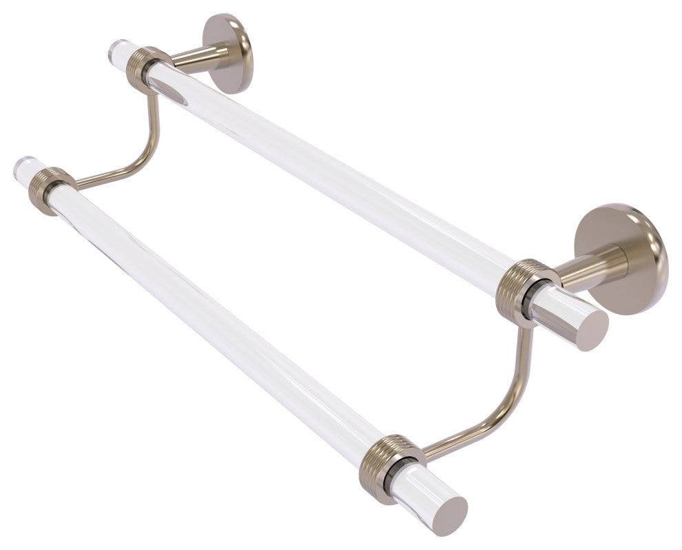 Clearview 36" Double Towel Bar with Groovy Accents, Antique Pewter
