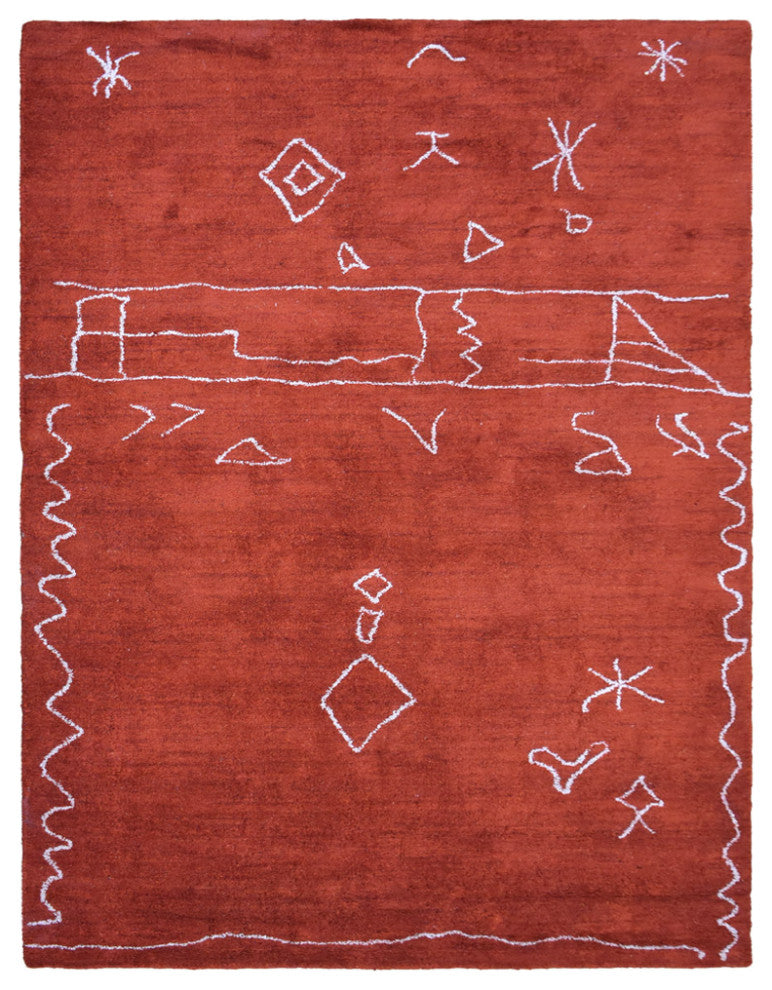 HAND KNOTTED LOOM SILK ECO-FRIENDLY RUG-6'x9',Rectangle,Red White,Contempor