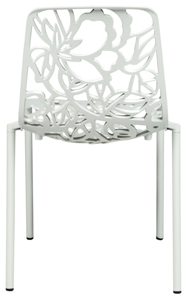 LeisureMod Devon Outdoor Dining Set with Glass Table and 2 Chairs, White