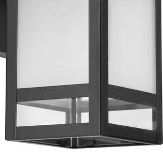 Parrish 1-Light Matte Black Clear and Etched Glass Outdoor Small Wall Lantern