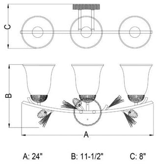 Vaxcel Sierra 3 Vanity Light, Black Walnut