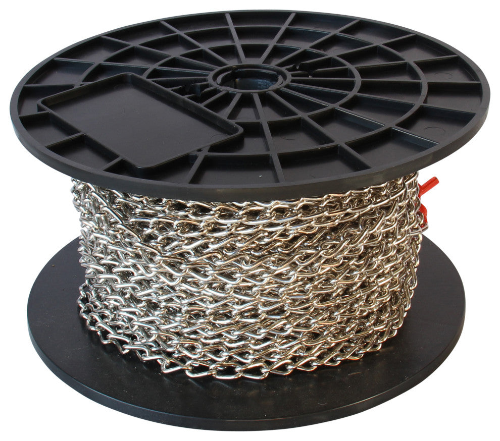 RCH Hardware Steel Twist Clock Chain, 164 Reel, Polished Nickel, U15