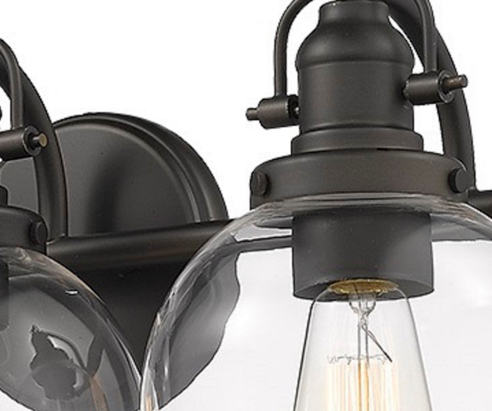 3 Light Retro Modern Clear glass Vanity Bath Fixture, Oiled Bronze