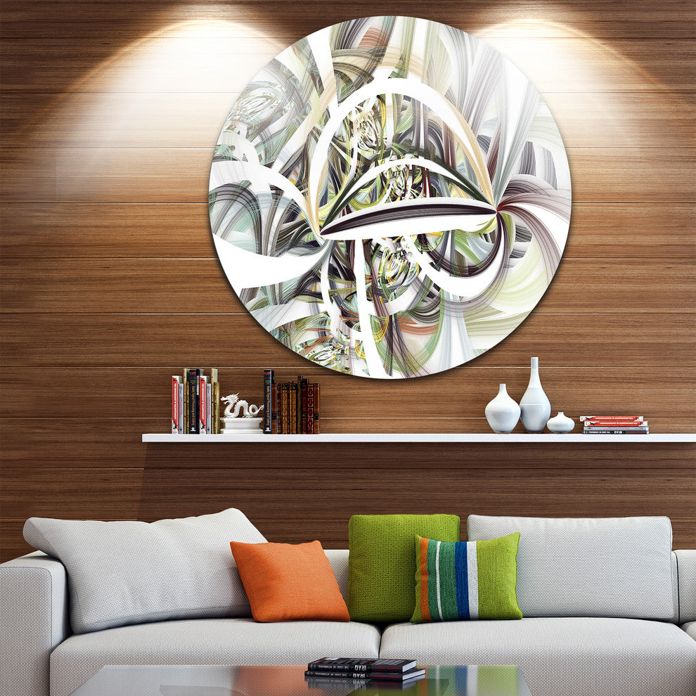 Symmetrical Spiral Fractal Flowers, Digital Art Round Wall Art, 36"