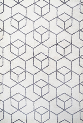 Tumbling Blocks Modern Geometric White/Gray 5'x8' Area Rug